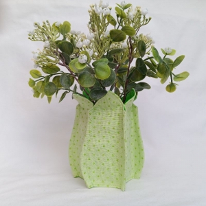 Vasenhülle aus grünem Baumwollstoff für Konservengläser