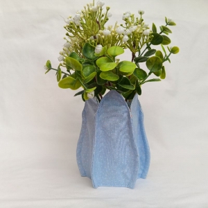 Vasenhülle aus blauem Baumwollstoff für Konservengläser