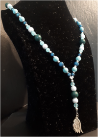Perlenkette Perlen-Kette Halskette mit Anhänger handgemachtes Unikat Naturstein Turquoise türkis (miracle) d'grün silber 72 cm
