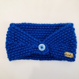Stirnband in Marineblau mit Knopf zum öffnen und schließen des Stirnbands; super praktisch für Dutt- oder Zopfträgerinnen; Kopfumfang 54-56 cm