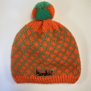 Kindermütze (3-4 Jahre) in neon orange und grün in einem spannenden Muster; Kopfumfang 48 -50 cm (Kopie id: 100250030)