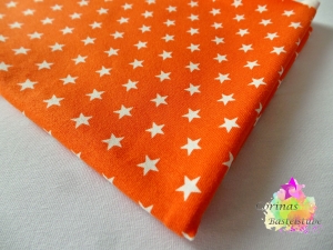 Jersey orange mit weißen Sternen klein STOFF - Handarbeit kaufen
