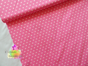 Baumwollstoff rosa mit weißen kleinen Sternen  STOFF  - Handarbeit kaufen