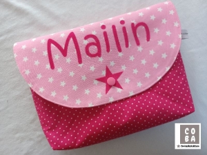 Tasche Windeltasche Stern  und Name Tasche Kulturtasche rosa pink  - Handarbeit kaufen