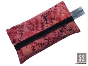 Tatüta Taschentüchertasche Batik Blätter rot schwarz Tasche Etui - Handarbeit kaufen