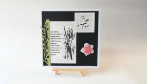 Beileidskarte, Trauerkarte, Karte, In stiller Trauer, mit Spruch, schwarz, creme, ca. 15 x 15 cm