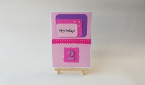 Grußkarte, Karte zum 2. Geburtstag, Mädchen, rosa, pink, ca. 10,5 x 15 cm 