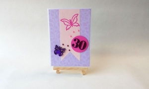 Grußkarte, Karte zum 30. Geburtstag, Schmetterlinge, lila, ca. 10,5 x 15 cm 