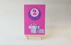 Grußkarte, Karte zum 2. Geburtstag, Mädchen, Geburtstagskarte, ca. 10,5 x 15 cm