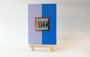 Grußkarte, Karte zum 80. Geburtstag, Geburtstagskarte, blau, gold, ca. 10,5 x 15 cm