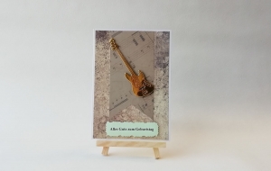 Grußkarte, Karte zum Geburtstag, Geburtstagskarte, Gitarre, braun, ca. 10,5 x 15 cm