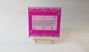 Grußkarte, Karte zur Geburt, Baby, Mädchen, Sterne, pink, rosa, ca. 13 x 13 cm 