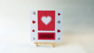 Grußkarte, Karte zur Hochzeit, Herz, rot, silber, ca. 13 x 13 cm 