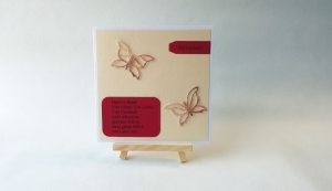 Grußkarte, Karte zur Hochzeit, Schmetterlinge, weinrot/creme, ca. 13 x 13 cm 