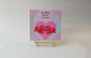 Grußkarte, Karte zur Hochzeit, Vögel, rosa, pink, ca. 13 x 13 cm