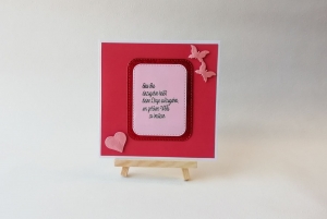 Grußkarte, Karte zur Hochzeit, Ehe, mit Spruch, rosa, rot, ca. 13 x 13 cm 