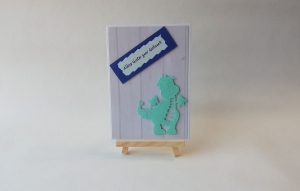 Grußkarte, Karte zur Geburt, Baby, Junge, Drache, blau/türkis, ca. 10,5 x 15 cm