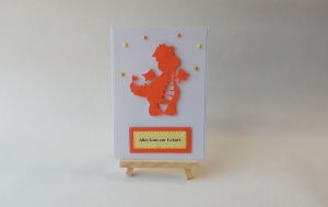 Grußkarte, Karte zur Geburt, Drache, Baby, neutral, orange, ca. 10,5 x 15 cm 
