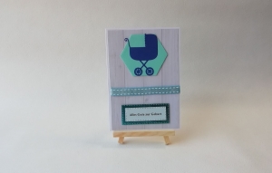 Grußkarte, Karte zur Geburt, Baby, Junge, blau, ca. 10,5 x 15 cm
