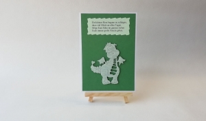 Grußkarte, Karte zur Geburt, Baby, Junge, Drache, grün, ca. 10,5 x 15 cm 