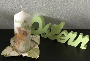 Ostern ♥ Kerze ♥ 14 cm ♥️ Osterhase ♥ upcycling ♥ Unikat    - Handarbeit kaufen