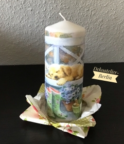 Kerze  ♥ 17 cm ♥️ Einzigartig♥ Geschenk ♥ upcycling ♥ Unikat  - schlafender Hund - Handarbeit kaufen