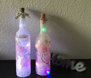  ♥ Leuchtflaschen Set ♥ handmade ♥ Geschenk ♥️ upcycling ♥ Unikat - Blumen Rose - Handarbeit kaufen