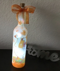   Leuchtflasche ♥ handmade ♥ Geschenk ♥️ upcycling ♥ Unikat - Gänse  - Handarbeit kaufen