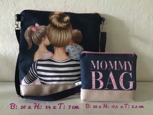  2 er Set ❤️ Umhängetasche ❤️ Kosmetiktaschen ❤️ Mamas Lieblinge ❤️ Blau - Unikat - Mommy Bag - Handarbeit kaufen