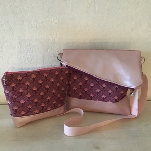 Fold Over  ❤️ 2 teilig ❤️ Umhängetasche ❤️ Kulturtasche  ❤️ Unikat - Rosa - Pink - Rosa  - Handarbeit kaufen