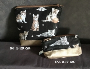 2er Set ❤️ Kulturtasche  ❤️ Kosmetiktasche ❤️ Schminktasche ❤️ Unikat - süße Katzen - Handarbeit kaufen