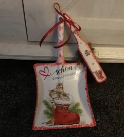 Kehrbesen Set ♥ handmade ♥️ einzigartiges Geschenk ♥️ Unikate - Katzen im Nikolausstiefel - Handarbeit kaufen