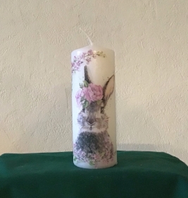 Osterkerze ♥ Einzigartig♥ Geschenk ♥ Unikat  -  Hase mit Blumen - Handarbeit kaufen