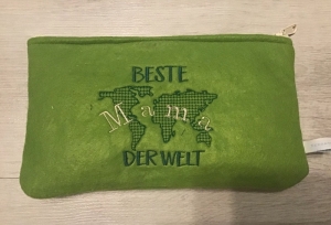  Kosmetiktäschchen aus Filz ❤️ Schminktasche ❤️Stiftetaschen ❤️ mit Spruch ❤️  Unikate - Beste Mama …auf grün - Handarbeit kaufen