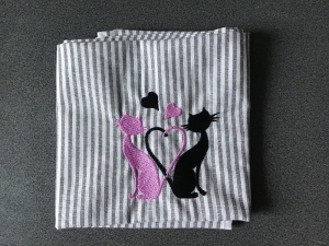 Geschirrtuch XL ❤️ mit Spruch ❤️ Geschenk  ❤️ Einzigartig ❤️ Unikate - Katzenpäarchen - Handarbeit kaufen
