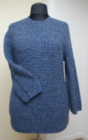 gerade selbstgestrickte Tunika Longpullover Pulloverkleid Minikleid, Größe 38-42