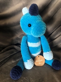 Kuscheltier/ Häkeltier Dino blau/türkis handmade gehäkelt Geschenk Kind Amigurumi neu