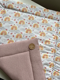 Baby Krabbeldecke Unterlage Baumwolle Regenbogen rosé handmade Geschenk Geburt neu  - Handarbeit kaufen