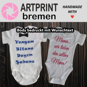 Baby-Body bedruckt mit Name / Text (kurzarm) handmade mit ♥ - Handarbeit kaufen