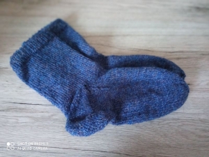 Handgestrickte Socken, blau meliert, Gr. 38/39 