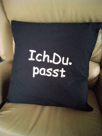 Kissen mit Spruch Ich. Du. passt., 50 cm x 50 cm, grün (Kopie id: 100301772) 