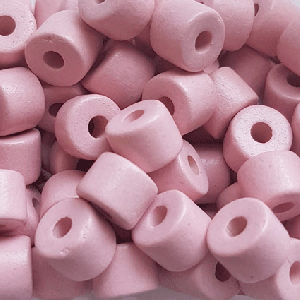 20 Keramikperlen Walzenform 8x6mm S6-1038 rosa