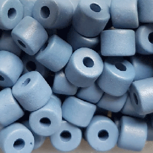20 Keramikperlen Walzenform 8x6mm S6-1059 graublau