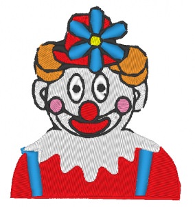Stickdatei Clown mit Blume am Hut zu Karneval 76 x 86 mm
