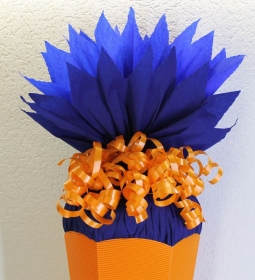 Schultüte Zuckertüte Rohling zum selbst verzieren Rohling 70 75 80 85 90 100 cm für Jungs HANDARBEIT dunkelblau orange - Handarbeit kaufen