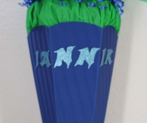Schultüte Zuckertüte Rohling zum selbst verzieren Rohling 70 75 80 85 90 100 cm für Jungs HANDARBEIT blau grün - Handarbeit kaufen