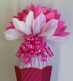 Schultüte Zuckertüte Rohling zum selbst verzieren Rohling 70 75 80 85 90 100 cm für Mädchen HANDARBEIT weiß pink - Handarbeit kaufen