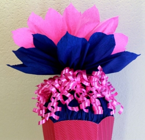 Schultüte Zuckertüte Rohling zum selbst verzieren Rohling 70 75 80 85 90 100 cm / 1m für Mädchen HANDARBEIT dunkelblau pink  - Handarbeit kaufen