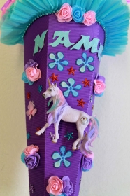 Schultüte Zuckertüte EINHORN / PFERDCHEN Pferd für Mädchen VERSANDBEREIT in lila rosa - Handarbeit kaufen