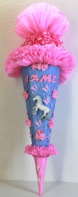 Schultüte Zuckertüte EINHORN / PFERDCHEN Pferd für Mädchen VERSANDBEREIT in eisblau rosa - Handarbeit kaufen
